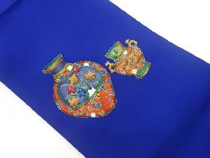 塩瀬金彩手描き壺に草花模様名古屋帯